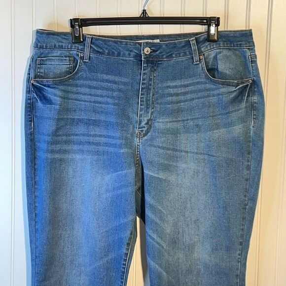 Wax Jeans Boot Cut Frayed Hem Jeans Women’s 22 Plus Blue Stretch Classic Western - Picture 2 of 9